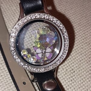 Origami Owl Charm Bracelet Flowers Butterfly Adjustable